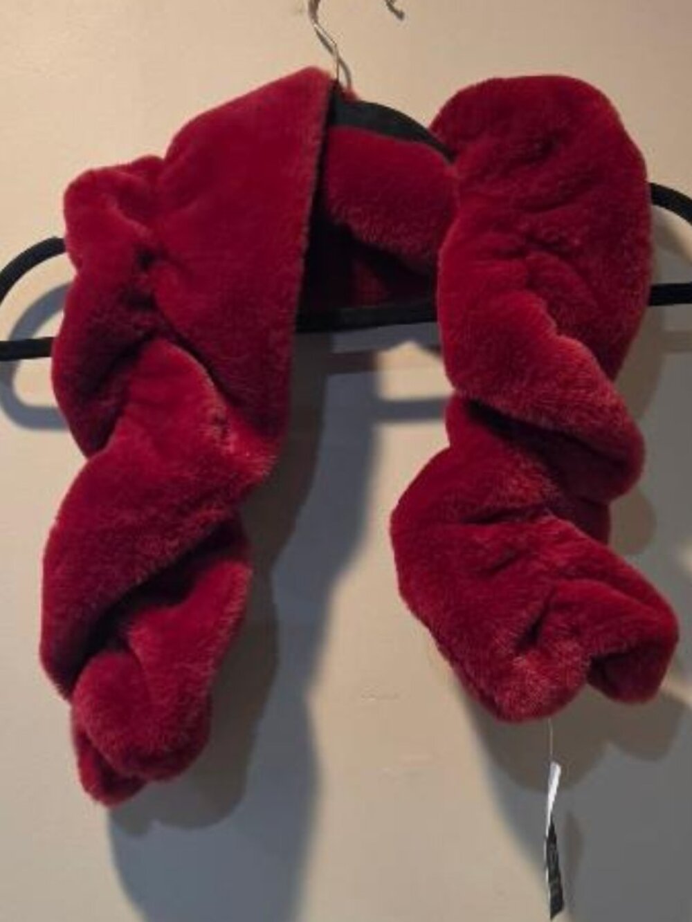 Vintage C&D Red Faux Fur Pull Through Scarf